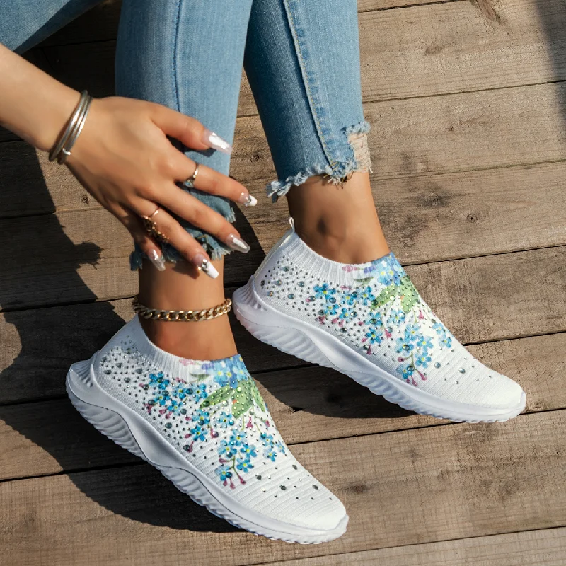 

New Casual Female Sneakers Women's Vulcanized Shoes 2023 Trend Crystal Sequin Mesh Cozy Sports Shoe Gym Breathable Running Shoes