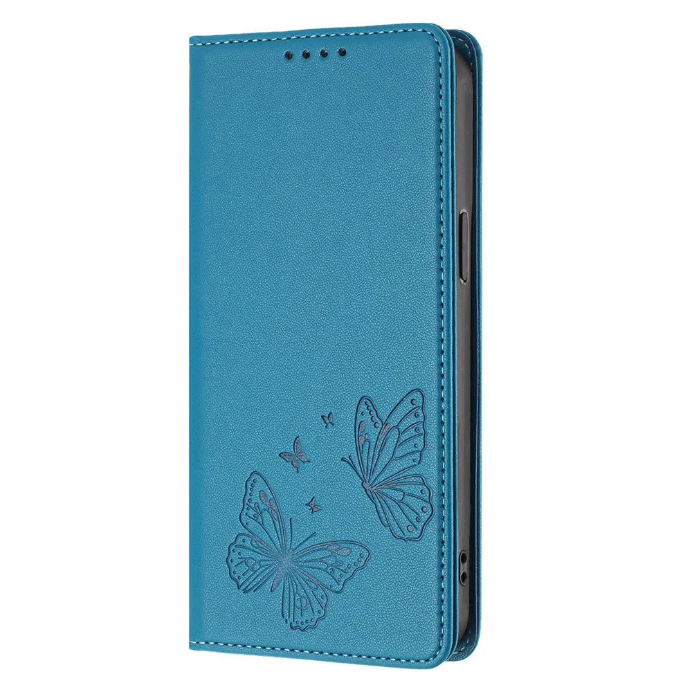 Magnetic Wallet Flip Leather Case with Butterfly Flower Design