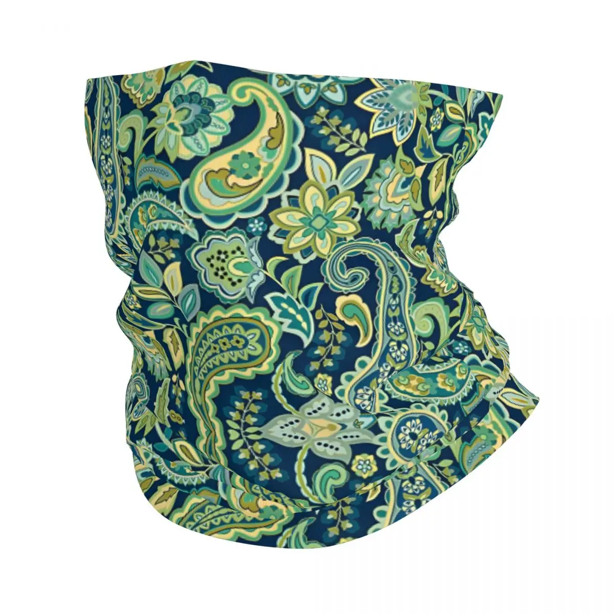 

Green Gold Paisley Navy Bandana Neck Gaiter Printed Motor Motocross Paisley Style Wrap Scarf Balaclava Riding Unisex Adult