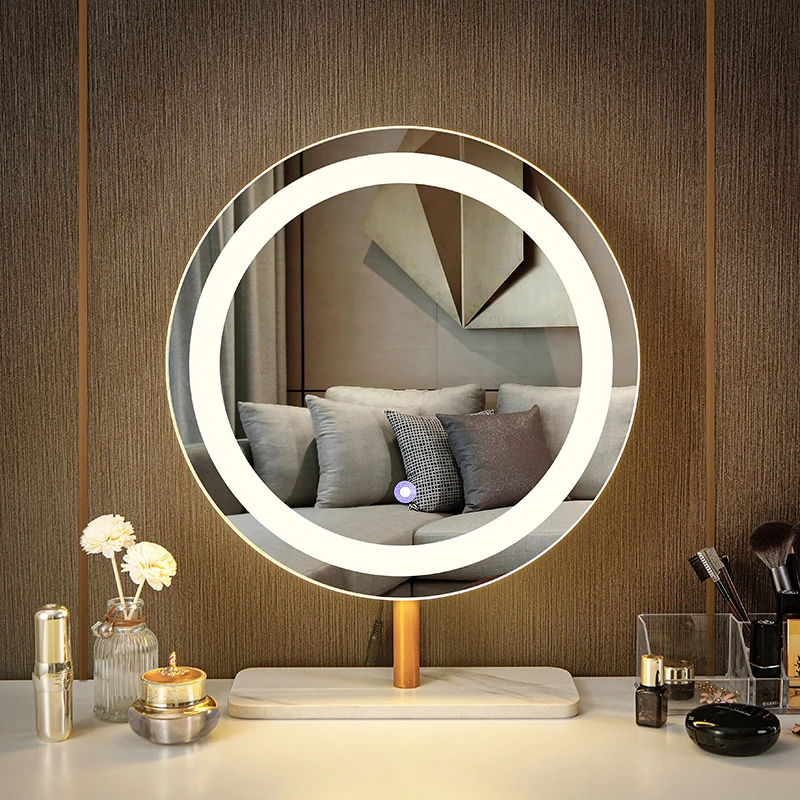 

Touch Switch Quality Mirror Tempered Glass Vanity Magnifying Bathroom Mirror Light Led Makeup Espelho Com Led Table Mirror