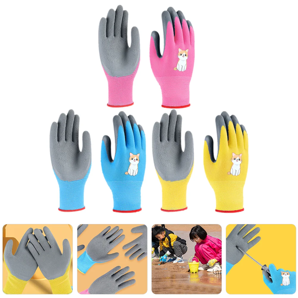 

3 Pairs Gardening and Outdoor Picking Protective Gloves Puncture-proof Pruning for Kids Working Gardener Oven Household Weeding