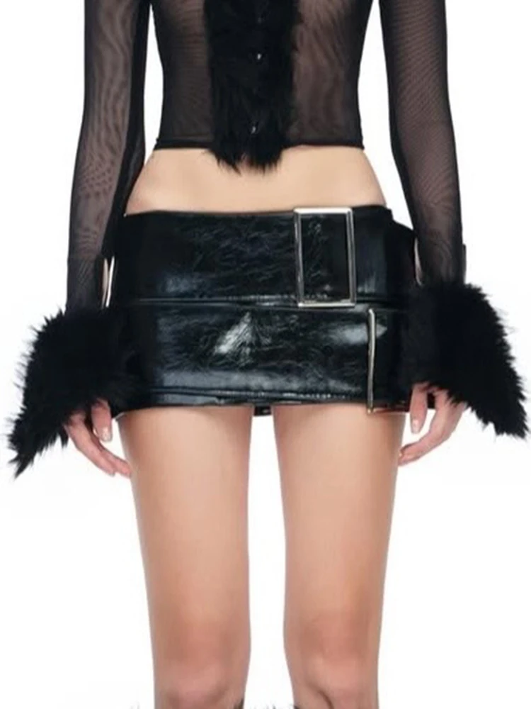 Nibber Party Fashion Women Wild Coquette Sexy Metal Buckle Skies Belt Patchwork Skinny Midnight Club Hottie Peach Hip Streetwear