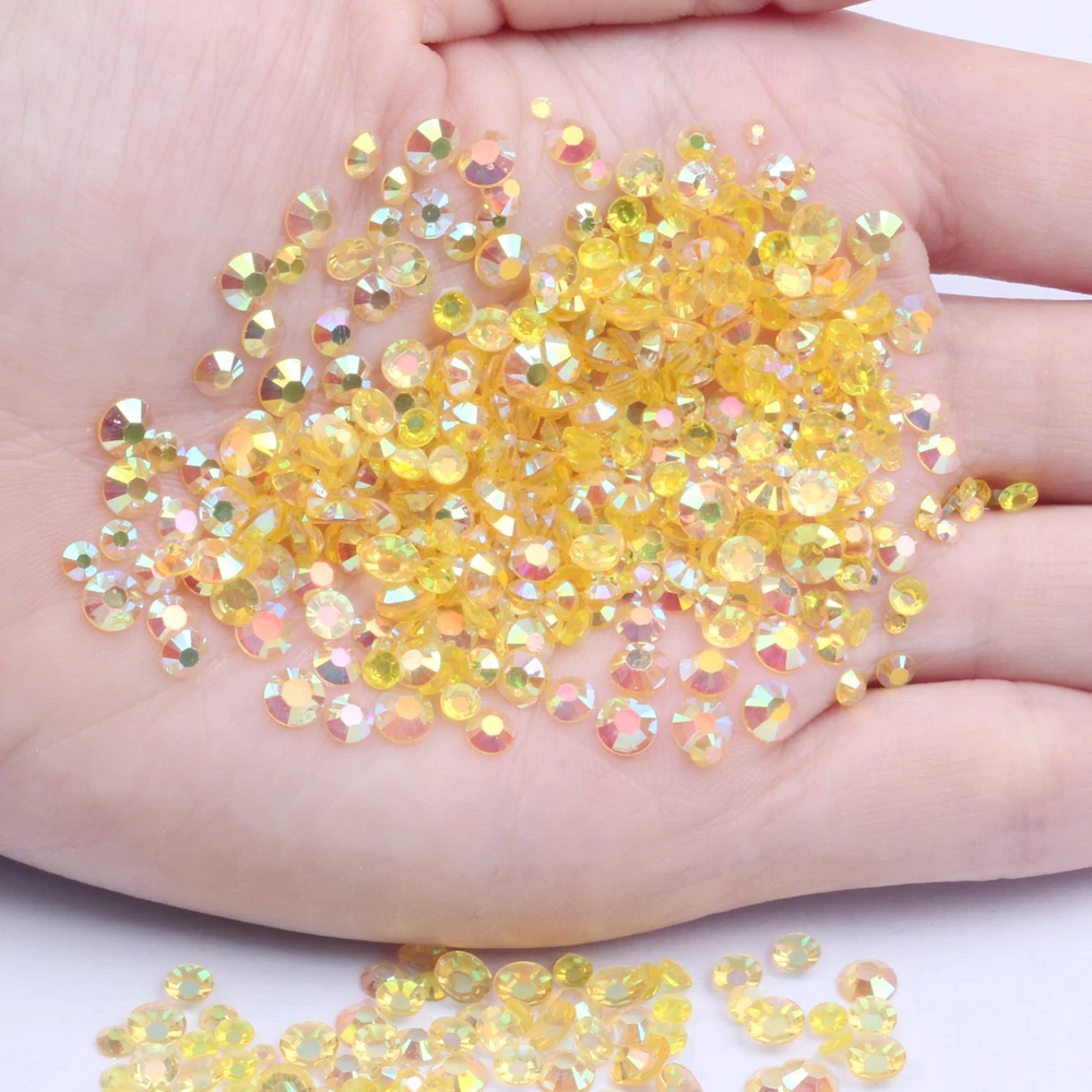 

Resin Rhinestones Light Gold AB Color 2-6mm 10000-50000pcs Round Glue On Beads For Nail Art Phone Cases DIY Crafts Decorations