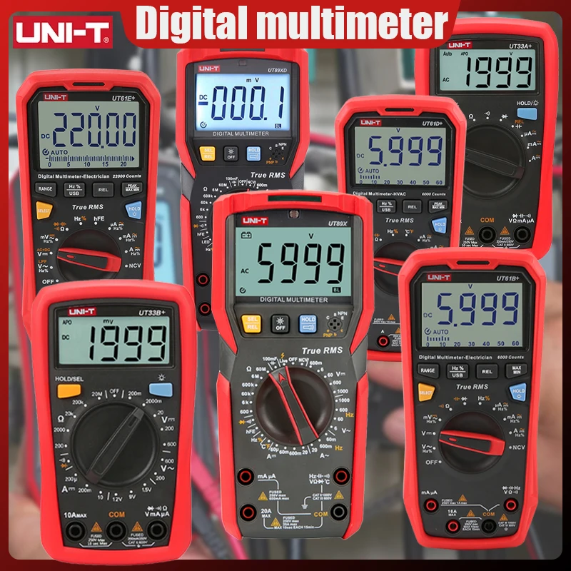 Gros plan sur le sélecteur de fonction du multimètre UNI-T UT89XD avec symboles de mesure. Achetez le Multimètre Numérique UNI-T UT89XD pour le Modélisme.