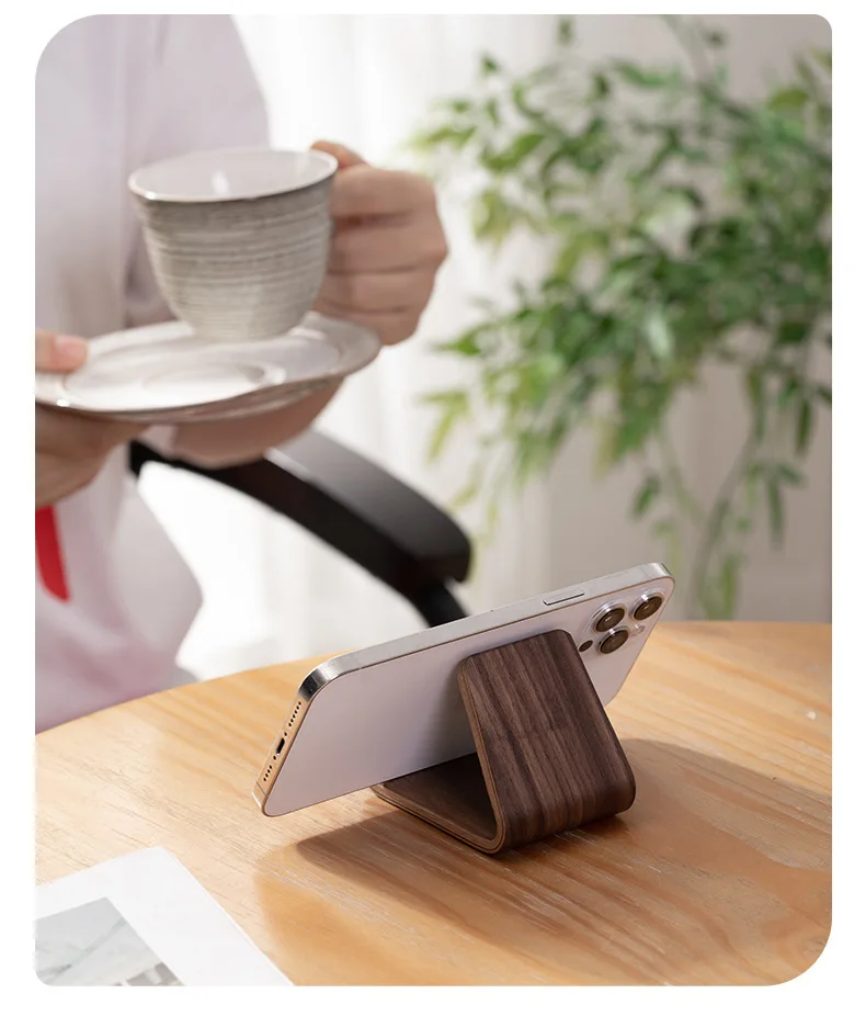 Multifunctional Solid Wood Phone Holder and Business Card Display Rack
