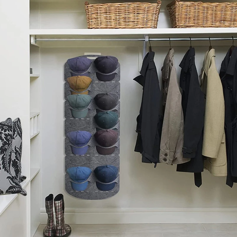 Hanging-Hat-Organizers-for-Bedroom-Closet-Space-Saving-Wall-Door-Felt-Storage-Rack-for-Baseball-Cap.jpg Függő Kalap Szervezők Hálószobás Szekrény Helymegtakarítás Fali Ajtó Filc Tároló Állvány A Baseball Sapka Számára - Image 3