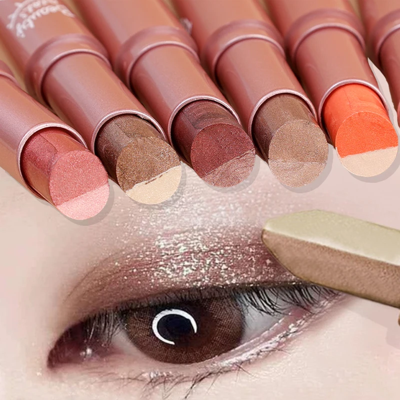 

2 In 1 Double Color Gradient Eye Shadow Stick Lazy Makeup Waterproof Long Lasting Shimmer Metallic Professional Eyeshadow Makeup