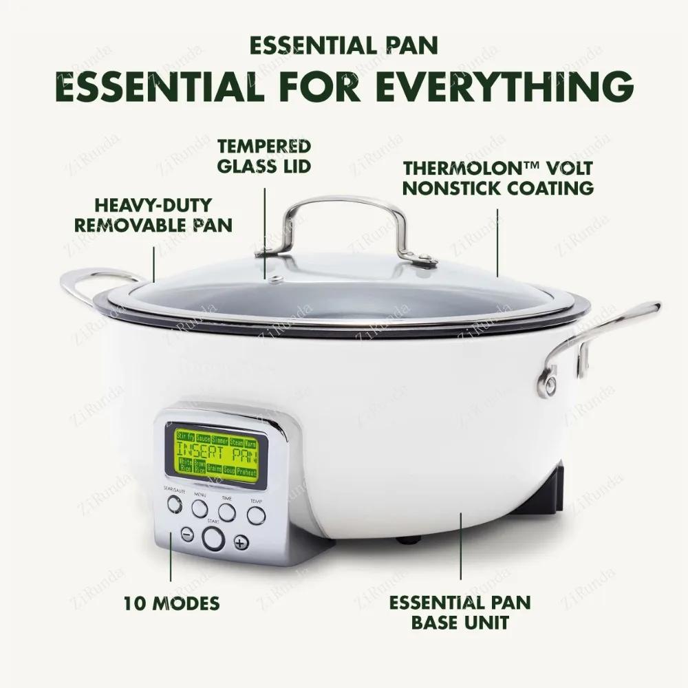 Intelligent electric frying pan, ceramic non stick pan, easy-to-use LED display screen 6