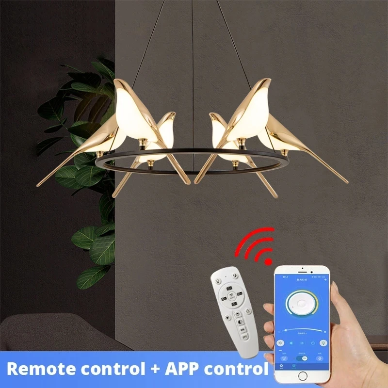 

Remote Modern Magpie Bird LED Wall Lamp Parlor Bar Bedside Hanging Pendant Light Fixture Rotatable Bedroom Foyer Sconce