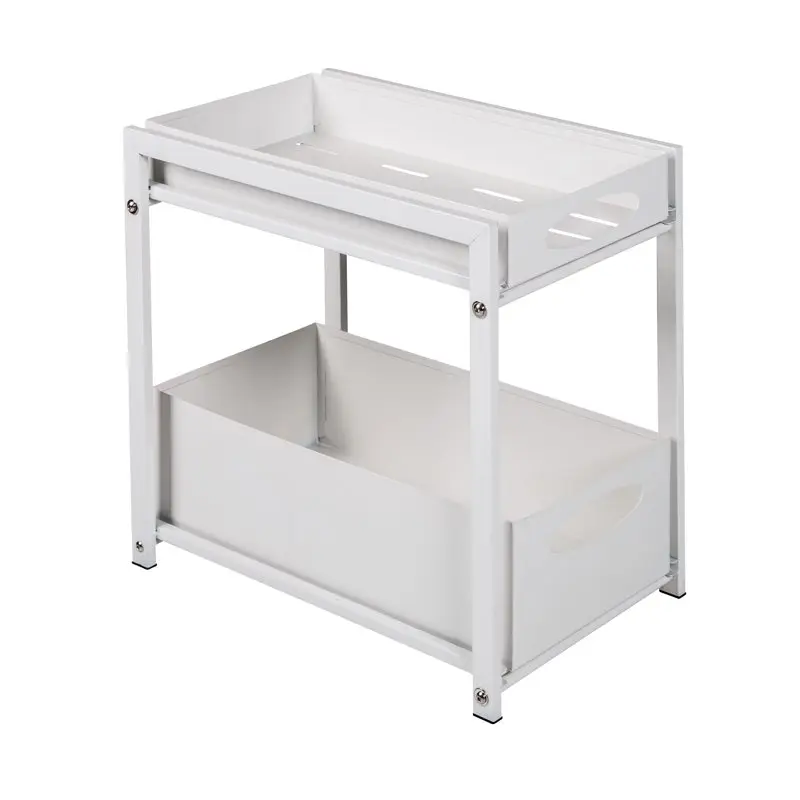 

Can Do Metal Kitchen Cabinet Organizer with Drawers, White