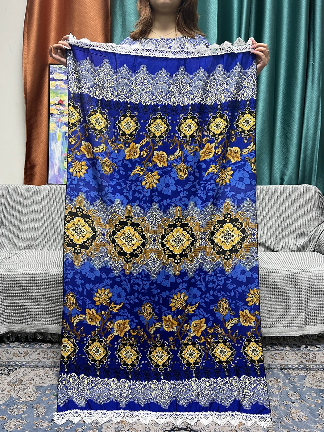 Abayas For Women Dubai Cotton Floral O-neck Short Sleeves Musilm Sets Loose Femme Robe African Nigeria Traditional With Scarf