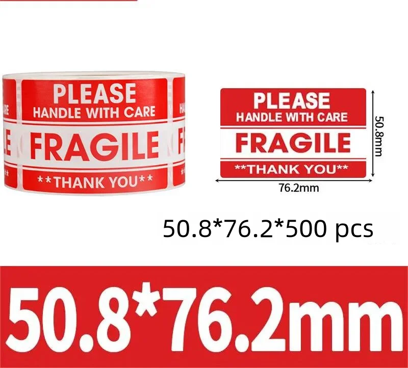 USPS 봉투용 500 스티커, 롤당 1x3 인치 깨지기 쉬운 손잡이, 자체 접착 배송 경고 라벨 관리