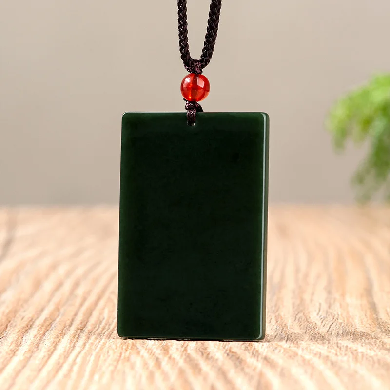 

Mai Chuang/ Hand Carved/ Natural HeTian Jade Ping An Brand Necklace Pendant Fashion Elegant Personality Jewelry Men Women Amulet