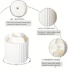 Makeup Brush Holder Organizer 360°Rotating Make Up Brushes Container for Vanity, Spinning Cosmetics Storage Cup, Stripe White 5