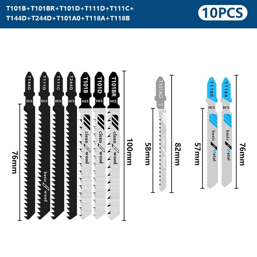 10PCS T101AO 3inch HCS T-Shank Reciprocating Saw Blades For Wood Metal Cutting Jig Saw Cutters Particle Board
