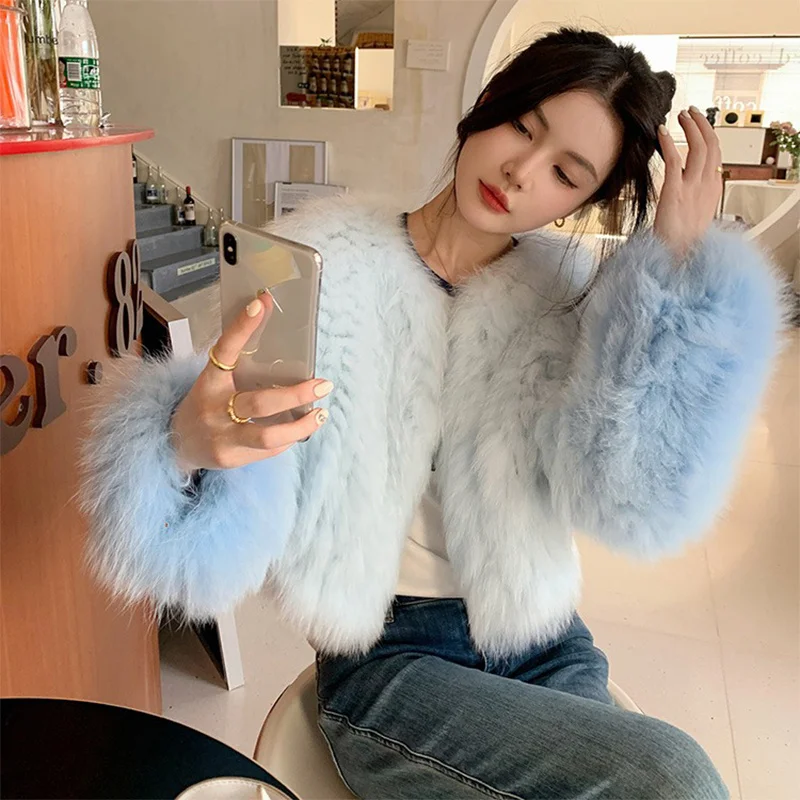 High Quality Fox Hair Braided Thickened Short Coat Winter New Ladies Sweet Design Fur Charm Fashion Warm Cardigan Coat 2023