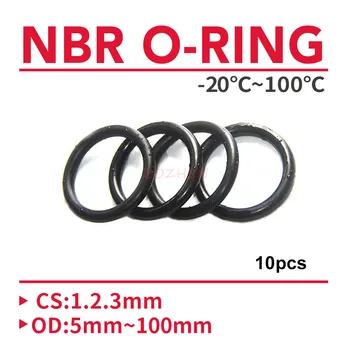 NBR 자동차 니트릴 고무 라운드 O 타입 부식 내유성 씰링 와셔, NBR ORing CS1 2, 3 mm OD5 ~ 100mm, 블랙, 10 개