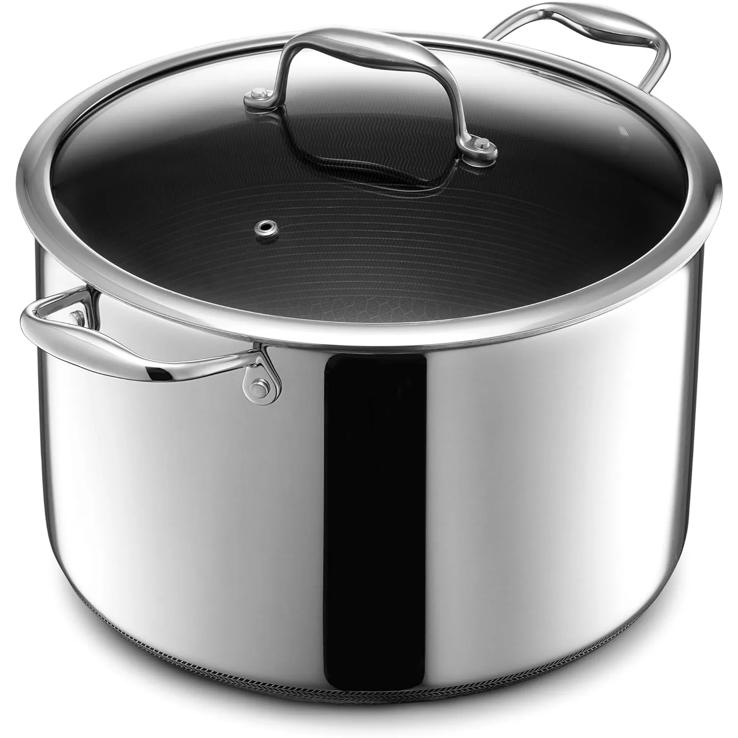 HexClad Hybrid Nonstick 10-Quart Stockpot with Tempered Glass Lid Dishwasher Safe Induction Ready Compatible with All Cooktops