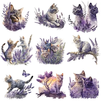 Lavender Cats Dtf Transfers Ready 1