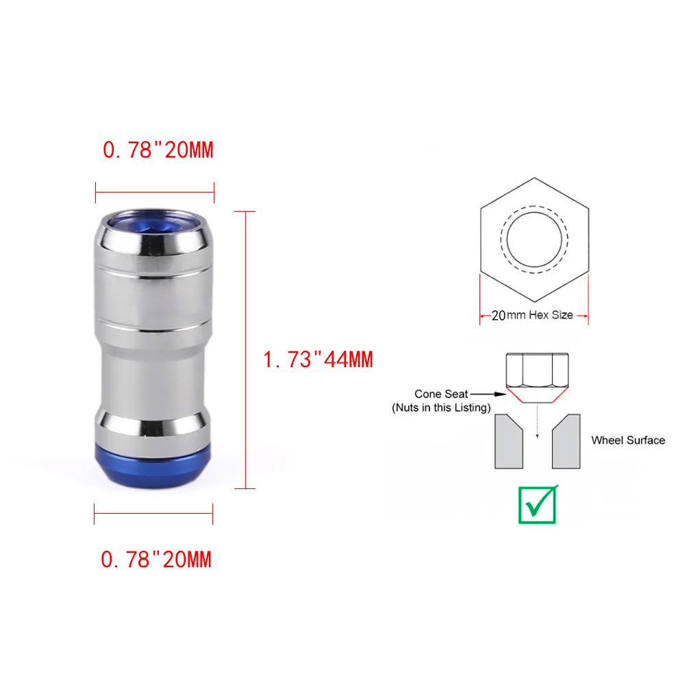 Car Accessories Wheel Nut Caps Auto Fasteners Auto Accessories Wheel Nut Covers Bolt Nut Covers Wheel Bolt Lock Volk Racing Concealed Heptagon Formula Steel Wheels Lock Lug Nuts Acorn Rim Close End M12x1.25 M12x1.5 Burning Blue 20Pcs/Set