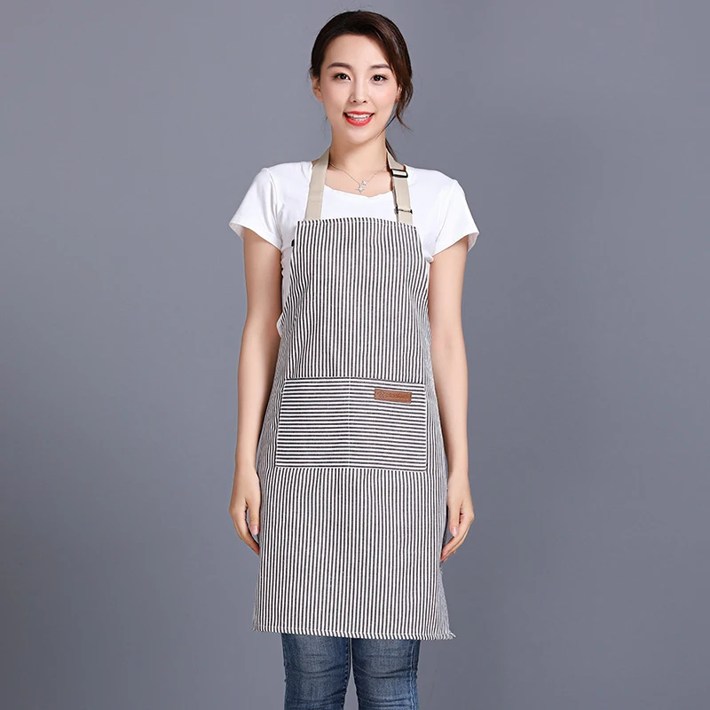 Fashion Striped Apron Adjustable Kitchen Cooking Baking Front Aprons For Woman Men Work Apron