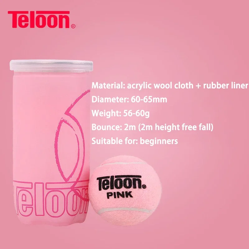 Teloon Pink Tennis Ball Acrylic Wool Cloth 1/2 Pack Practice Training Outdoor Entertainment Ball Tennis Suitable for Beginner