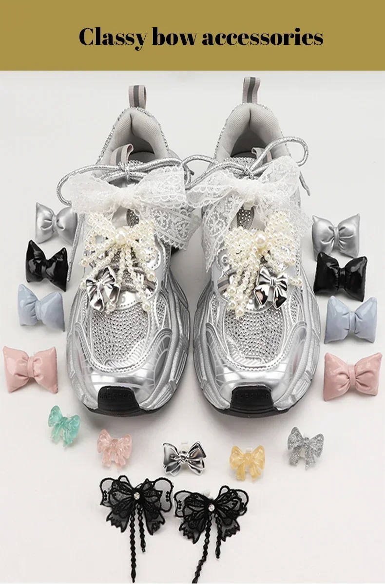 1 paar Schnalle Perle Strass Schnürsenkel Mode Schuhe Charms Bowtie Blume Spitze Schnürsenkel Dekoration Schuh Zubehör für Frau – Detail 1