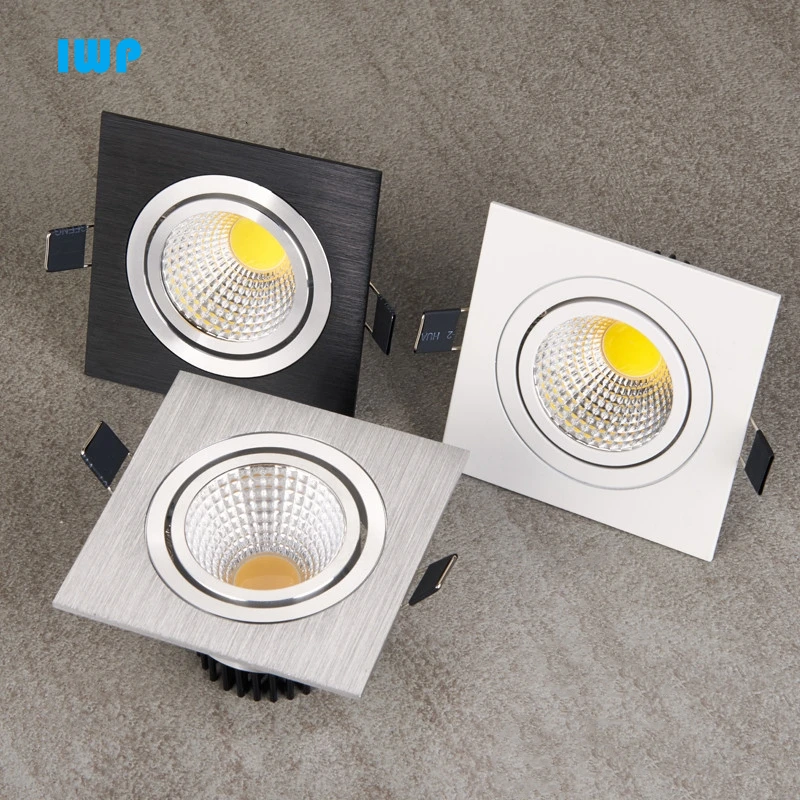 

Square Dimmable Recessed LED Downlights7W 9W12W15W18W COB LED Ceiling Spot Lights AC110-220V Warm Cold White LED Indoor Lighting