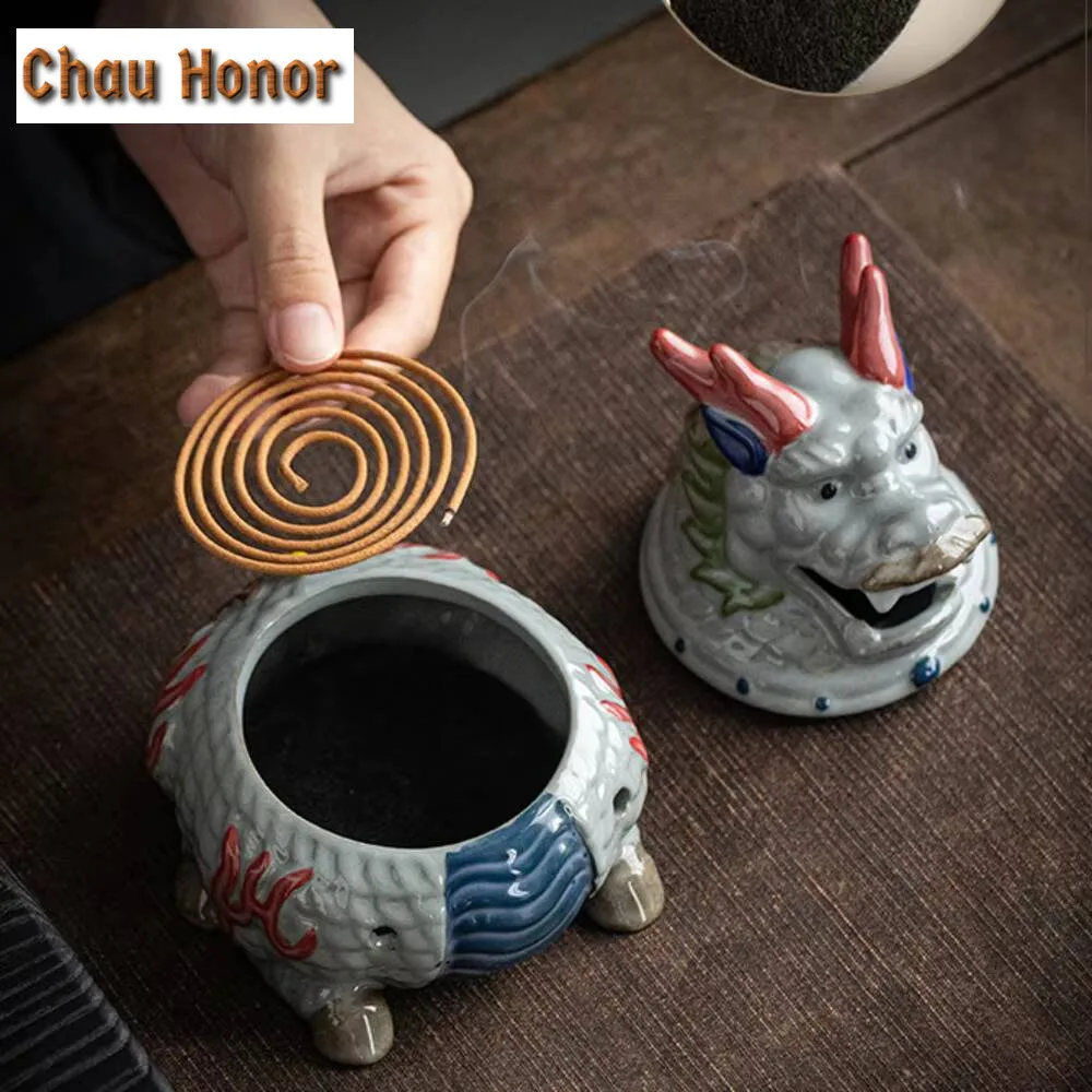 Creative Dragon Toad Plate Incense Holder Aesthetic Turtle Gold Mist Smoking Steamers Smell Distributor Tea Services Ornaments