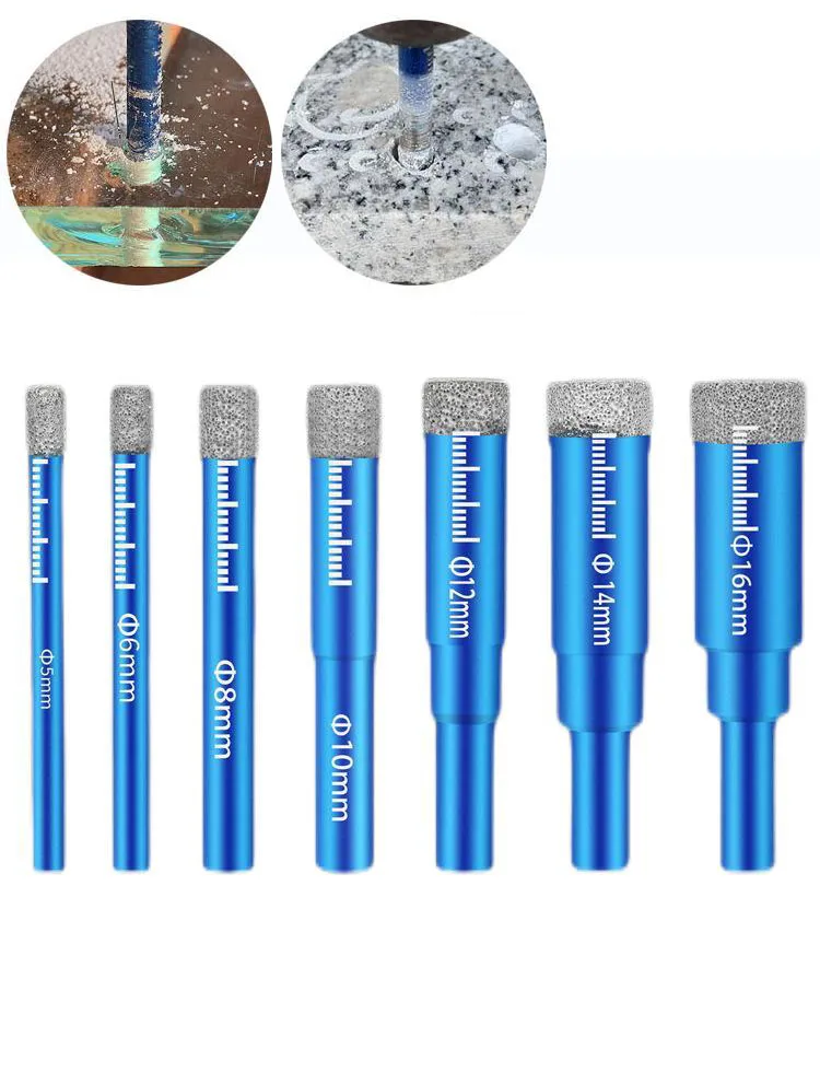 5-16mm Round Handle Dry Vacuum Brazed Diamond Drilling Dry Drill Bit Hole Saw Cutter for Granite Marble Ceramic Tile Glass Stone vearter 6 16mm 1 4 hex handle vacuum brazed diamond dry drill bits hole saw cutter for granite marble ceramic tile glass stone