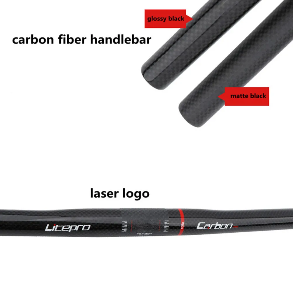 Litepro Full Carbon Fibre Folding Bike Horizontal Handle Bar 25.4*540 580MM One-shaped Ultralight Bicycle Straight Handle