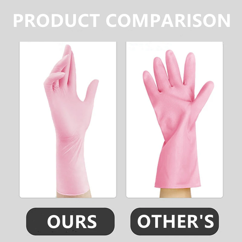 30PCS Pink Disposable Nitrile Gloves 12Inch Extended Waterproof Household Cleaning Gloves Kitchen Food Gardening Beauty