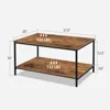 Small Brown Rectangle Wood and Metal Coffee Table with Storage Shelf for Small Living Rooms 3