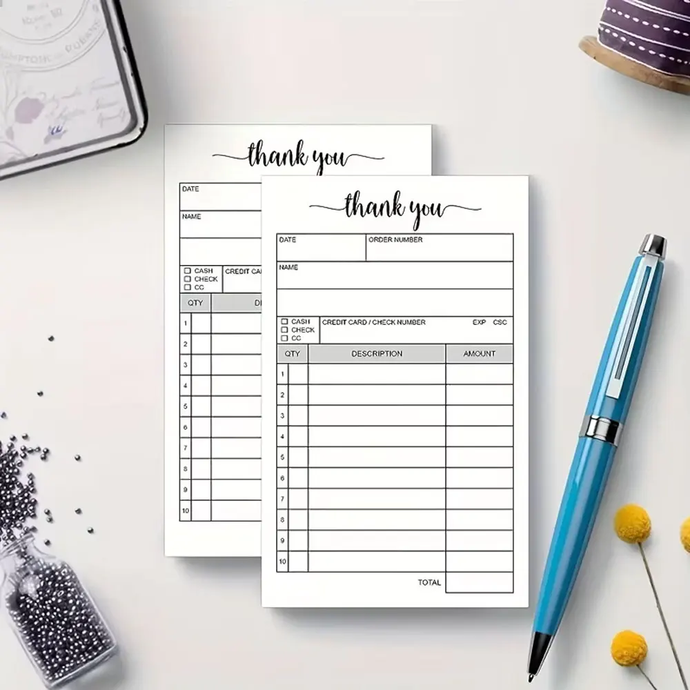 Carbonless Paper Receipt Book for Small Business Invoices (50 Sets White/Yellow)