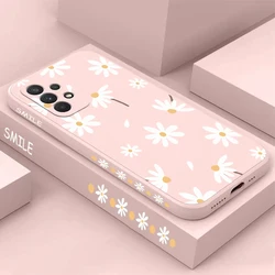 White Sunflower Silicone Phone Case - Shatterproof Camera Protection with Thin Soft Back Cover - Galaxy A32 4G (Pink)