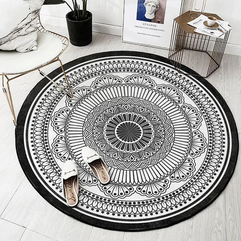 

Round Carpet Living Room Decoration Modern Geometric Patterns Bedroom Bedside Rug Short Plush Floor Mat Custom Carpets ковер