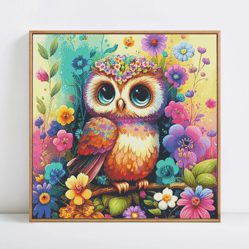 Embroidery Kits Owl Animal DIY Gift Printed Canvas Needlework Painting Cross Stitch Flower Home Decoration 11CT 14CT