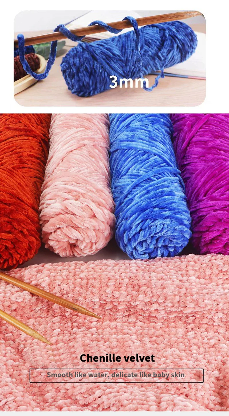 450g Chenille Warm Velvet Fine Ice Bar Garn Handgemacht DIY Gestrickt Handwerk Warmer Pullover Paar Schal Hut Abdeckung Teppich Kissen usw – Detail 2