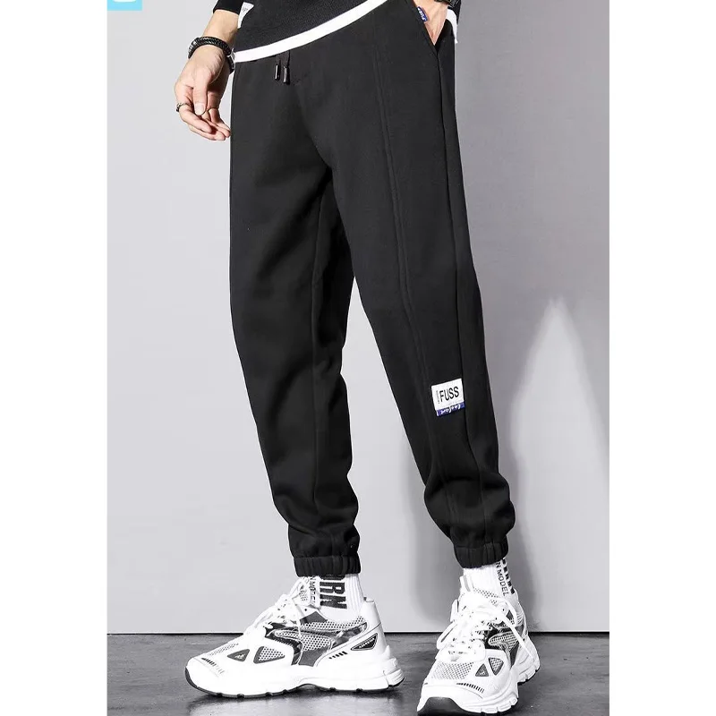 

2023 New Spring and Autumn Fashion Simple High Waist Lace Loose Casual Thickening Versatile Trendy Men's Youth Sports Pants