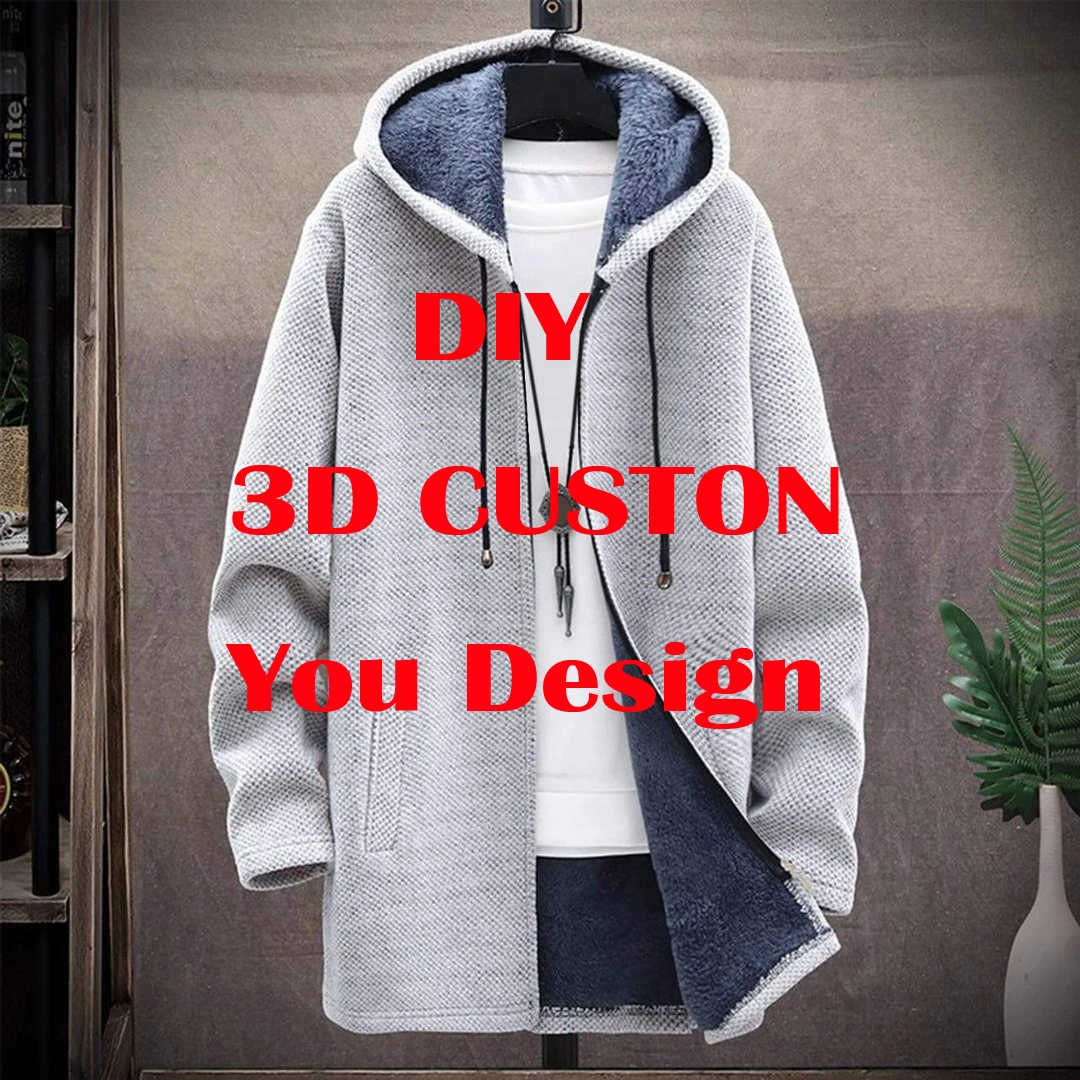 MCDV - DIY Accept Custom Design Drop Shipping and Wholesale 3D Printing Fleece Hooded Overcoat Unisex Thick Warm Jacket