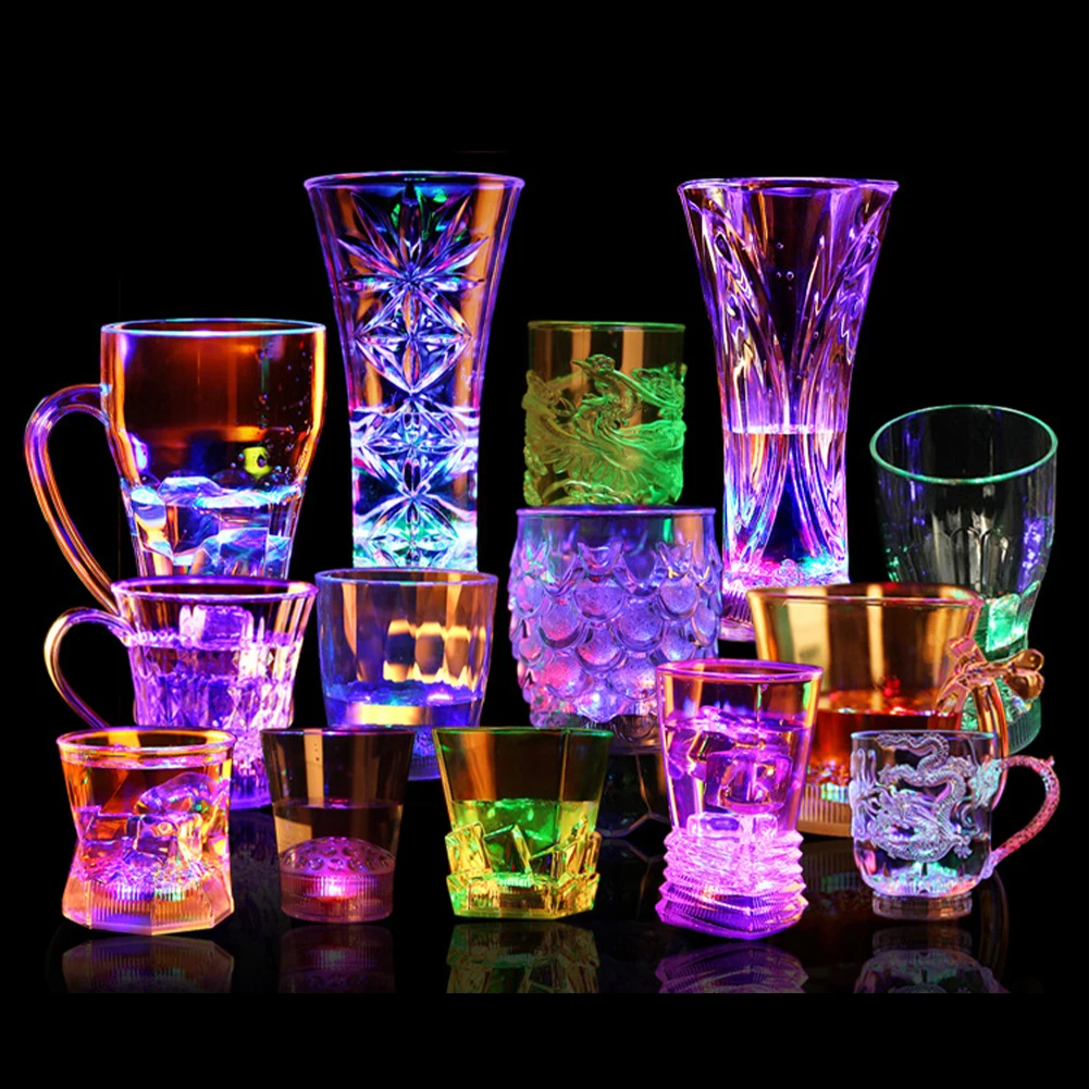 Flashing Cup Wine Beer Whisky Mug Water Beverage Drinking Glass LED Automatic Glowing Cup Party Decorative Supplies For Led Glowing Cup