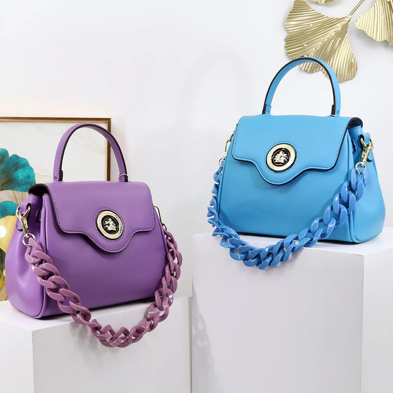

high quality New 2023 Ladies Bag PU Top Handle Bag Acrylic Chain Decorative Thread Women Shoulder Bags Luxury Designer Handbag