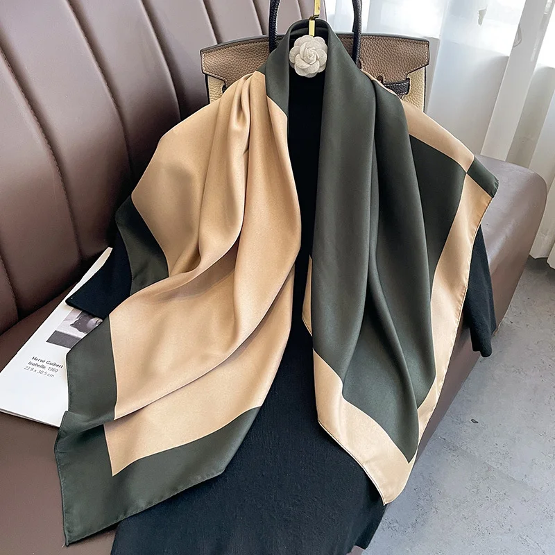 

Дизайнерский квадратный шелковый шарф с принтом из саржи, Женская шаль, шейный платок, женские шарфы для волос, хиджаб, бандана 2024