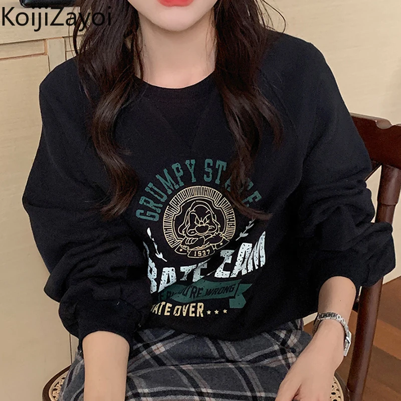 

Koijizayoi Casual Women Letters Print Hoodies Loose O Neck Sweatshirt Students Spring 2022 New Pullovers Dropshipping Tops
