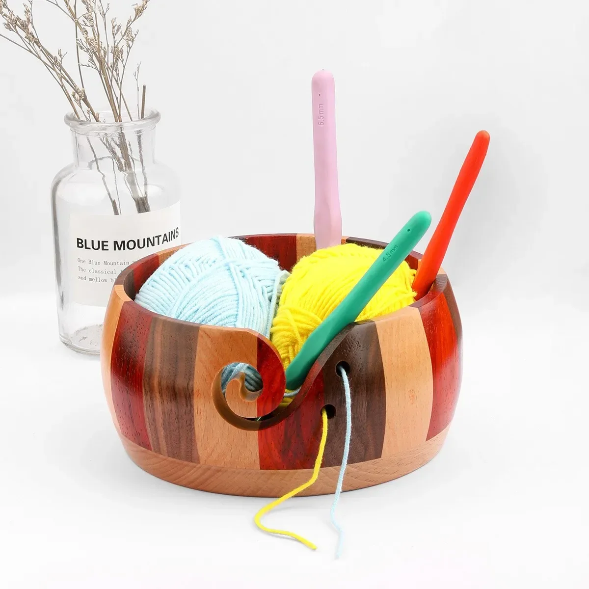 Wooden Yarn Bowl Crochet Organizer Storage Holder Non Slip Eco-friendly New Handmade DIY for Knitting Crochet Skeins