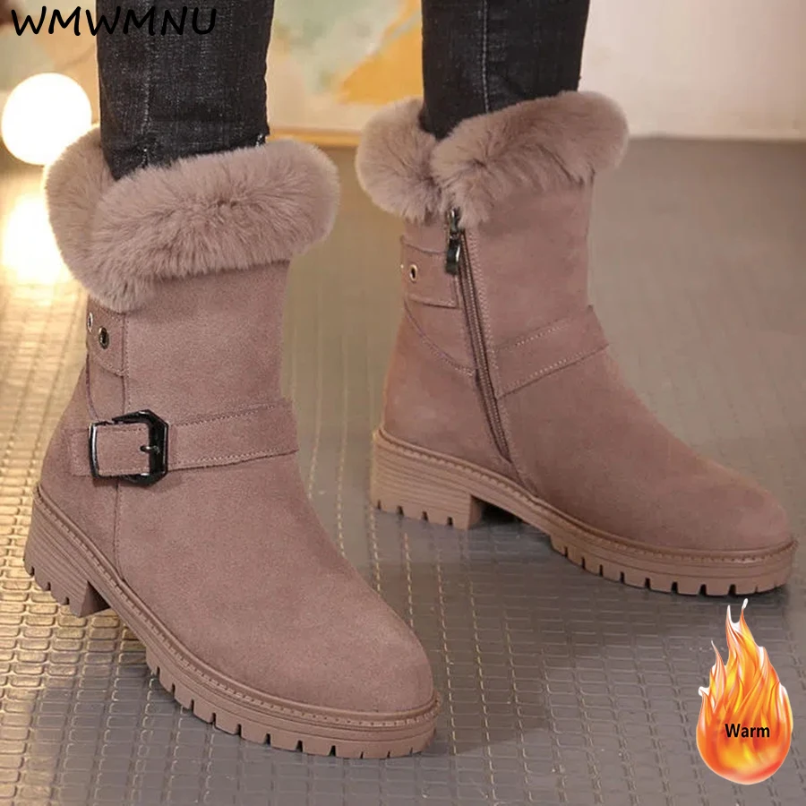 Women'S Platform Faux Rabbit Fur Snow Boots