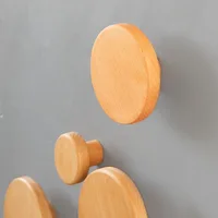 Wood Round Coat Hook Wall Simplicity Clothes Rack Bag Key Holder Kitchen Gadgets Bathroom Accessories Home Storage Organization 2