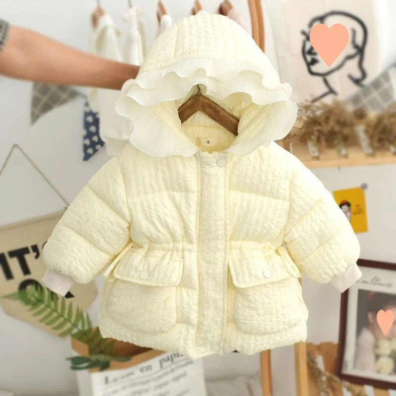 

Girls Coat Jacket Cotton Outerwear Windbreak 2023 Cute Thicken Velvet Winter Warm Snowsuit Children's Clothing