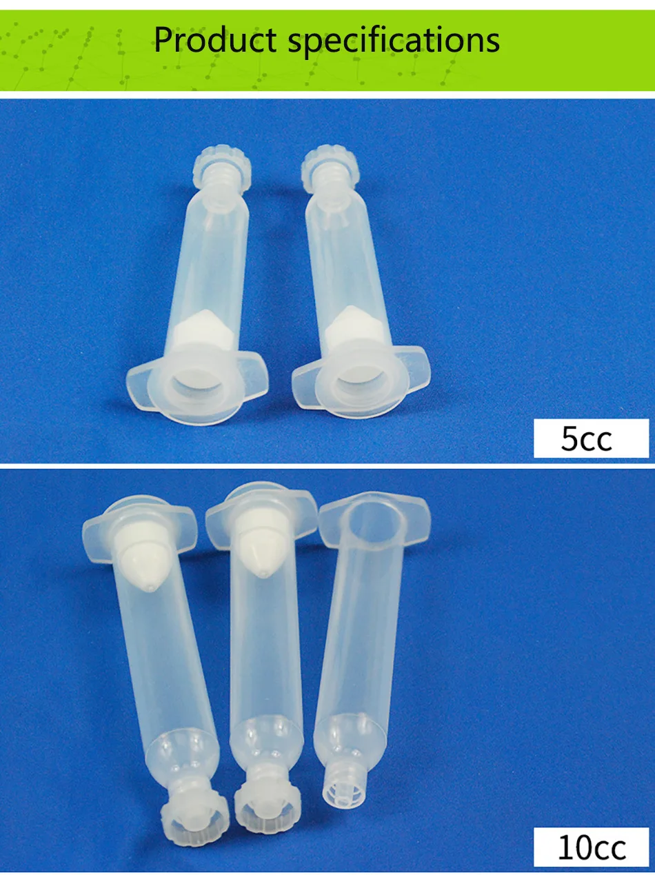 Plastic Industrial Syringe 5CC 10CC 30CC 50CC 70CC Glue Dispensing Barrels Stopper Dispensing Needle Tips Japan Type