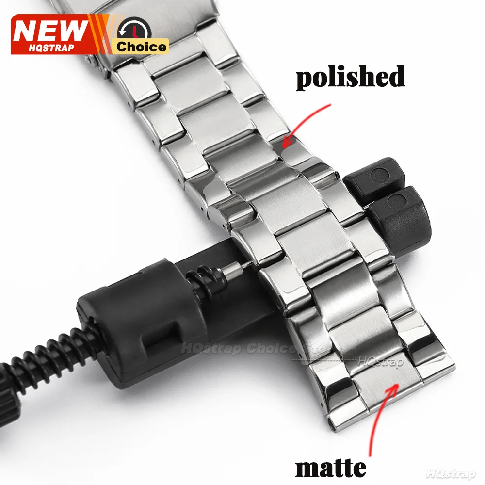 Sleek Stainless Steel Three-Bead Metal Watch Strap